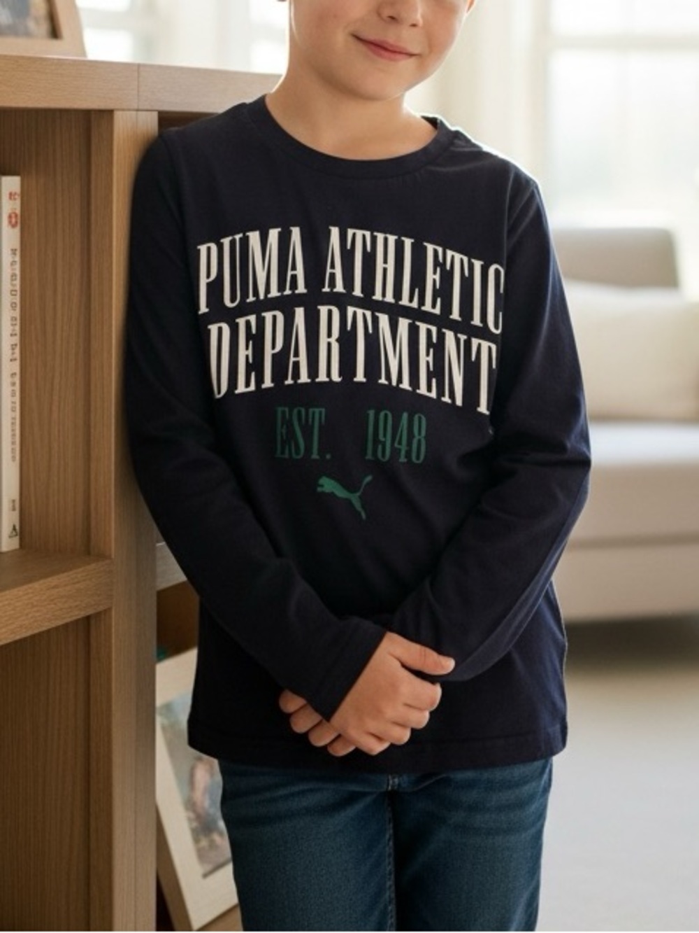 👛(2/$15) PUMA Athletic Department Long Sleeved Blue Tee Shirt
